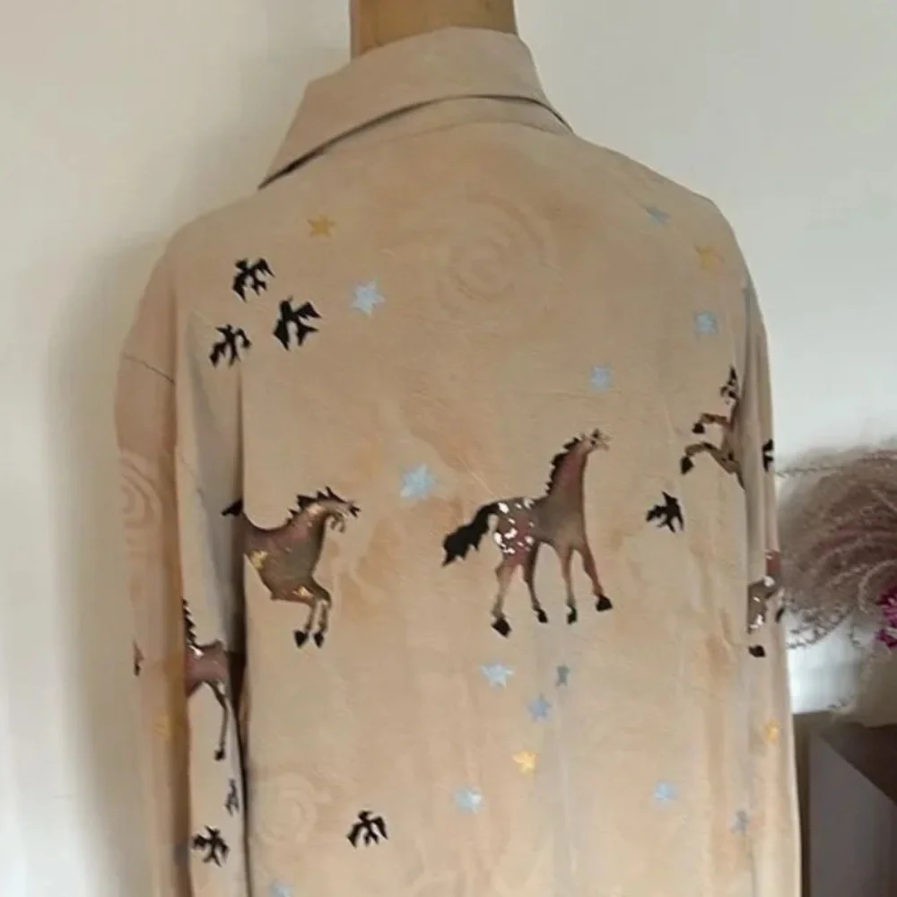 Crain button down top hand painted Appaloosa paint Indian poines  thunderbirds